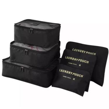 Imagem de Organizador Necessaire Mala Kit 6 Pratico Look Roupas Viagem Cor:Preto