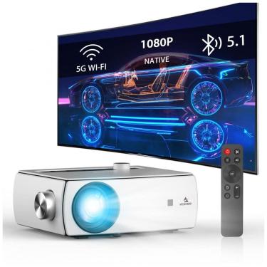 Imagem de Projetor Wi-Fi Bluetooth NexiGo branco Full HD 1080p 300 ANSI Dolby Sound espelhamento tela HDMI USB AV 110V
