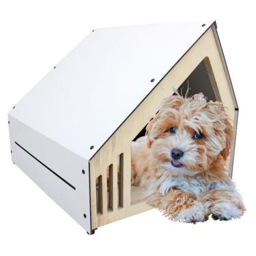 Imagem de Casa para Cachorro e Gato Tamanho M - Miaular Linear Criações, branco