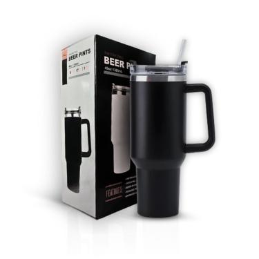 Imagem de Copo Térmico Grande 1200 Ml Canudo Parede Dupla Preto