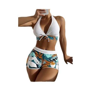 Imagem de Conjunto De Biquíni Halter De Cintura Alta Para Mulheres, Roupa De Ban