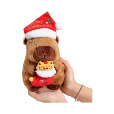 Imagem de Brinquedo De Pelúcia Capivara De Natal De 20cm, Boneco De Gengibre E B