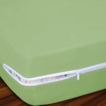 Imagem de Capa de Colchão Solteiro Anjos e Sonhos 1 Peça 100% Algodão - Verde - 