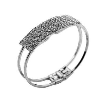 Imagem de Pulseira Bracelete Strass Prateada Noiva 15 Anos Festa - - anjo da mam