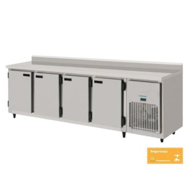 Imagem de Balcão Refrigerado Encosto de Inox 4 Portas 2,5 mts interior Galvanizado 84KBSC250D Kofisa