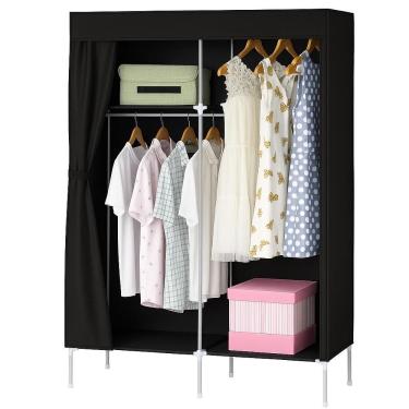 Imagem de Guarda Roupa Portátil Solteiro Guarda-roupa Dobrável Portátil Preto sem Portas Metal co...