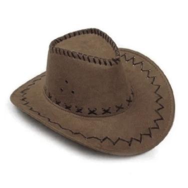 Imagem de Chapéu de Cowboy OEM Estilo Camurça em Camurça 35cm X 38cm Terra Marrom com Aba Larga Unissex