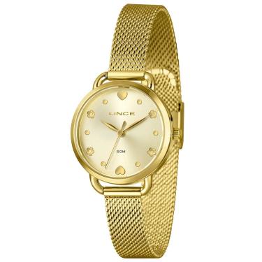 Imagem de Relógio LINCE KIT verde água dourado flor LRGH225L32 C1KX