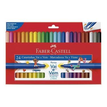 Imagem de Canetinhas Faber Castell 24 Cores Hidrocor Ponta Vai E Vem - Congratul
