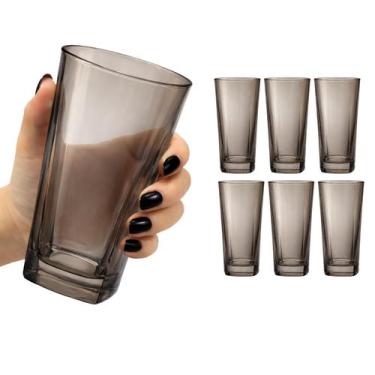 Imagem de Jogo 6 Copos Alto De Vidro Grosso 280ml Quadrado Liso Luxo - Haüskraft