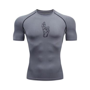 Imagem de Camiseta De Compressão Masculina De Secagem Rápida Para Academia, Mang