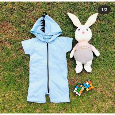 Imagem de Macacão masculino infantil Dinossauro - roupa infantil verão - S/M, Az