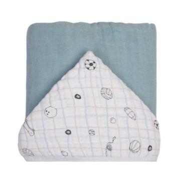 Imagem de Toalha Banho Soft Premium Liso Papi Baby com Capuz - Papi Textil, Azul