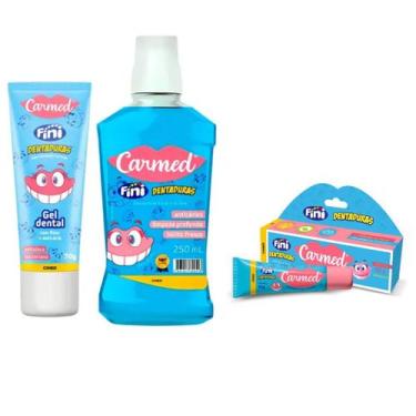 Imagem de Kit Carmed Fini Dentaduras com Hidratante Labial, Gel Dental e Enxagua