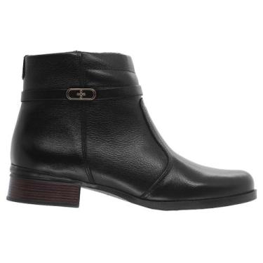 Imagem de Bota Feminina Cano Curto Couro Pegada 282014 Preta, Preto, 36
