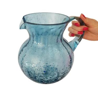 Imagem de Jarra azul em acrílico detalhes bolhas - Carmella Presentes, 2.3Lts