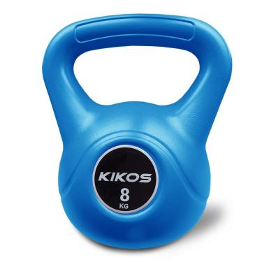 Imagem de Kettlebell Kikos Cement Ps 8kg para Treino de Força com Alça em Material Emborrachado Azul