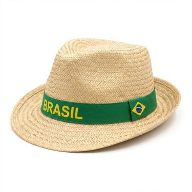 Imagem de 6UN Chapéu Malandrinho Brasil Palha Bege Festa Junina