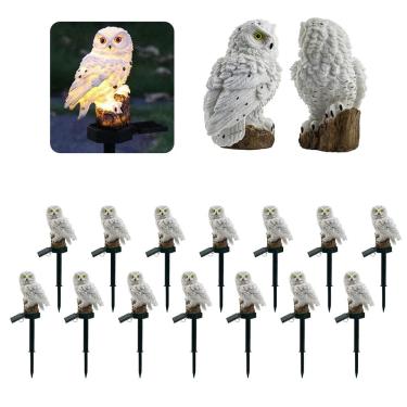 Imagem de Coruja Luminaria Solar Kit 14 Uni Jardim Quintal Casa Decoraçao Enfeite Multiuso Luz Led Resistente Escultura Aves