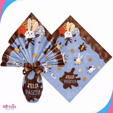 Imagem de Kit 25 Sacos para Ovos de Páscoa em Polipropileno 34x34CM Embalagem Practice Azul OEM