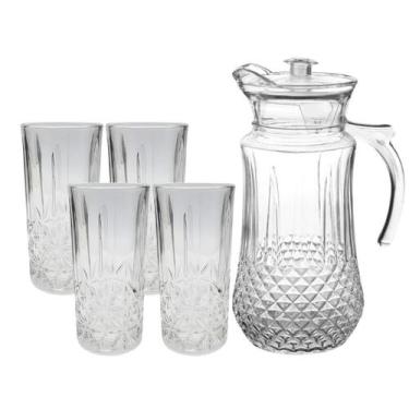 Imagem de Conjunto De Jarra 1,4L Com 4 Copo Requinte 350ml de Vidro Para Água Su