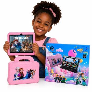 Imagem de Tablet Infantil Kids Rosa 4/64GB Com Caneta Touch e Acessorios com Pla