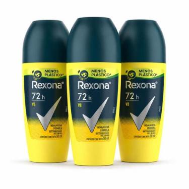 Imagem de Kit 3 Desodorante Rollon Rexona V8 Controle Inteligente Odor e Suor 50