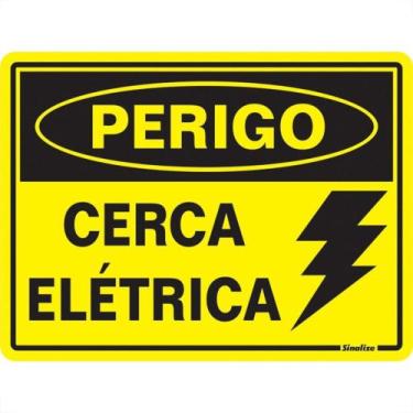 Imagem de Placa Sinalizacao Poliestireno 15X20 ÃÂ'ÂPerigo Cerca EletricaãÂ'Â 220
