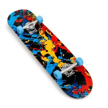 Imagem de Skate Holográfico Estampa Splatter Completo Infantil Profissional Radi