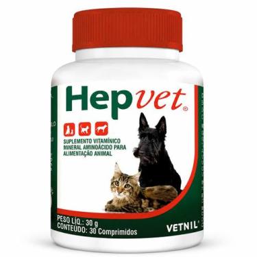 Imagem de Hepvet 30 Comprimidos Vetnil Suplemento Hepático para Cães e Gatos Sup