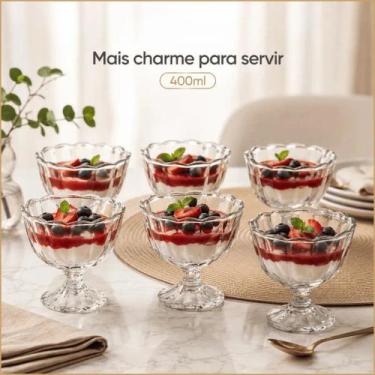 Imagem de Conjunto 6 Taças De Sobremesa Peach 400ml Vidro Transparente - Hauskra