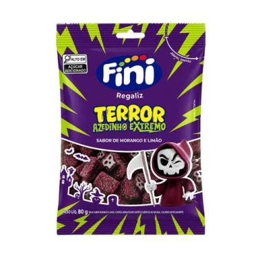 Imagem de Bala de Gelatina Fini Terror Azedinho Extremo Morango e Limão 80g