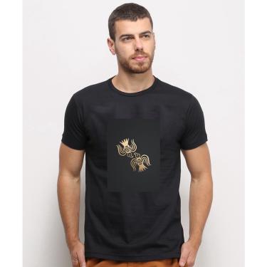 Imagem de Camiseta masculina Preta algodao Simbolos Logos Corvos De Odin Art