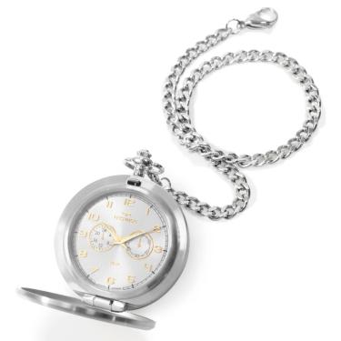 Imagem de Relógio de Bolso Masculino Technos Heritage VD77AD/1K 51mm Aço Prata