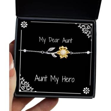 Imagem de SpreadPassion Pulseira de girassol Fun Aunt My Hero, presentes para a sobrinha, para tia