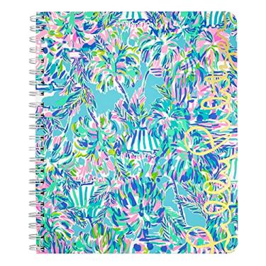 Imagem de Lilly Pulitzer Caderno espiral de capa dura azul grande, 28 x 24 cm, com 160 páginas pautadas na faculdade, coquetel Cabana
