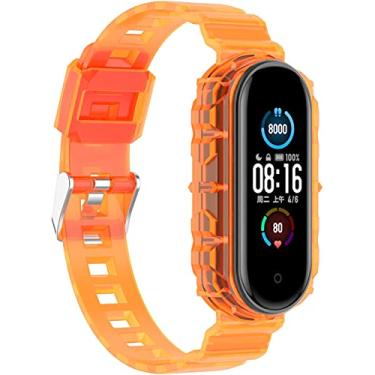 Imagem de Pulseira De silicone Rigido Para Xiaomi Mi Band 6 Laranja