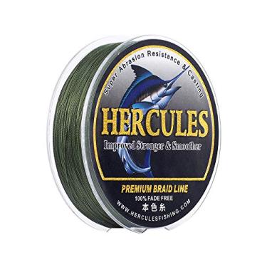 Imagem de HERCULES Linha de pesca trançada, não desbota, 109 Jardas Linhas de PE, 4 fios Linha de peixe multifilamento, 60 Libra Teste para água salgada e água doce, Verde, 60 Libra, 100m