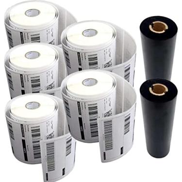 Imagem de Kit com 2 Ribbons e 5 Rolos de Etiqueta Couchê, Mundo Bras, 100x150 mm, 30 Metros