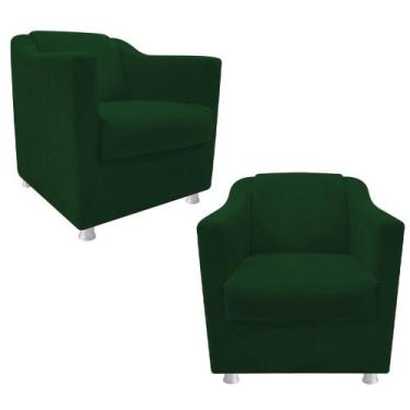 Imagem de Kit 02 Poltrona Cadeira Decorativas Babel Suede Verde - Damaffê Móveis