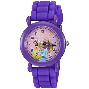 Imagem de Disney Relógio feminino Cinderela, Belle Analógico-Quartzo com Pulseira de Silicone, Roxo, 15 (Modelo: WDS000016)