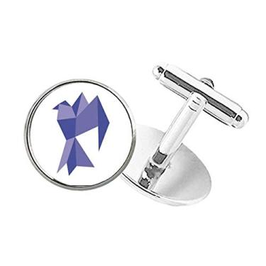 Imagem de DIYthinker Abotoaduras roxas de origami abstrato padrão pombo botão redondo clipe