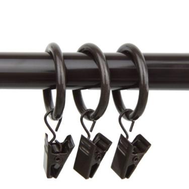 Imagem de Rod Desyne 10 anéis de cortina de 2,5 cm com clipe para janelas, cacau