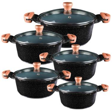 Imagem de Jogo Panela Preto Liso Antiaderente Cerâmica Javali AM 16a24