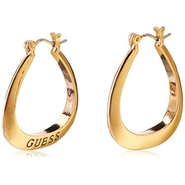 Imagem de GUESS Brincos de argola com logotipo oval pequeno básico, One size, Metal, Sem pedra