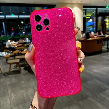 Imagem de Capa de telefone de cor fluorescente transparente fashion para iphone 13 12 mini 11 pro xs max x xr 7 8 plus se 2020, rosa vermelha, para ipone se 2020