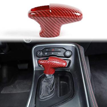 Imagem de Voodonala Para carregador Challenger Gear Shift Trim Knob para Dodge Challenger 2015-2020, fibra ABS vermelha/preta, 3 peças