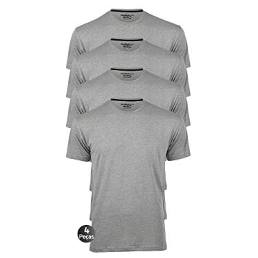 Imagem de Kit 4 Camisetas Masculinas Básica Lisa Slim Algodão 30.1 Premium Cor:Cinza:Cinza:Cinza:Cinza;Tamanho:G