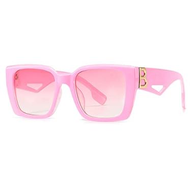 Imagem de Óculos de Sol Moda Grande Armação Vintage Estilo Letra B Decorativo Oco Personalidade Óculos de Sol Pretos, WTYJ129 Rosa, Tamanho Único