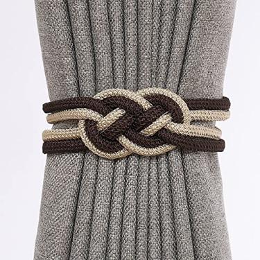 Imagem de Gravata de cortina de nó chinês luz de luxo simples fivela de cortina ímã cinto de gravata decoração de janela suportes de cortina tiebacks de cortina, T7,2 PCS